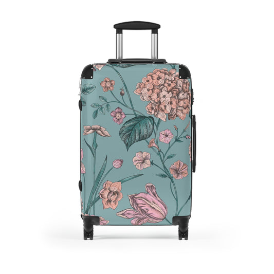 Floral Travel Suitcase, Vintage-Inspired Luggage, Stylish Carry-On for Wanderlust, Travel Gift, Floral Design