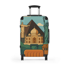 Load image into Gallery viewer, Travel Vibes Suitcase - Globetrotting Design with Landmarks