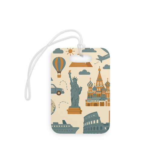 Travel-Inspired Luggage Tags for Adventurers - Vintage Landmarks Design