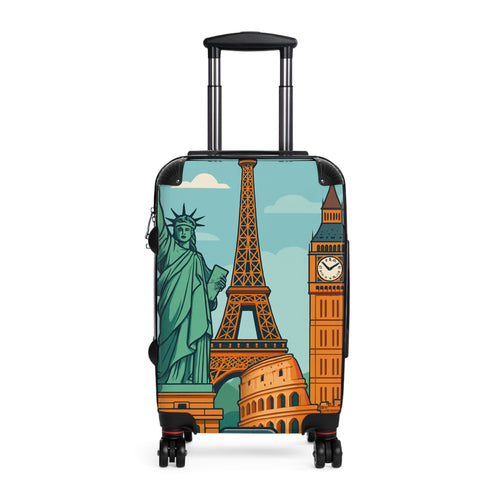 Travel Suitcase with Iconic Landmarks Design - Perfect for Travel Enthusiasts