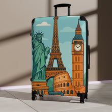 Load image into Gallery viewer, Travel Suitcase with Iconic Landmarks Design - Perfect for Travel Enthusiasts