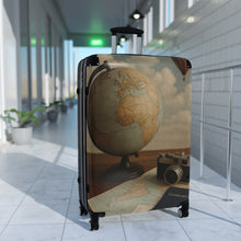 Load image into Gallery viewer, Vintage Travel Suitcase with Globe Design