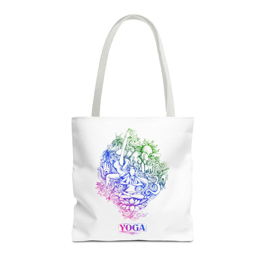 Yoga-Inspired Tote Bag, Colorful Yoga Art, Eco-Friendly Shopping, Yoga Gifts, Gym Bag, Bohemian Style
