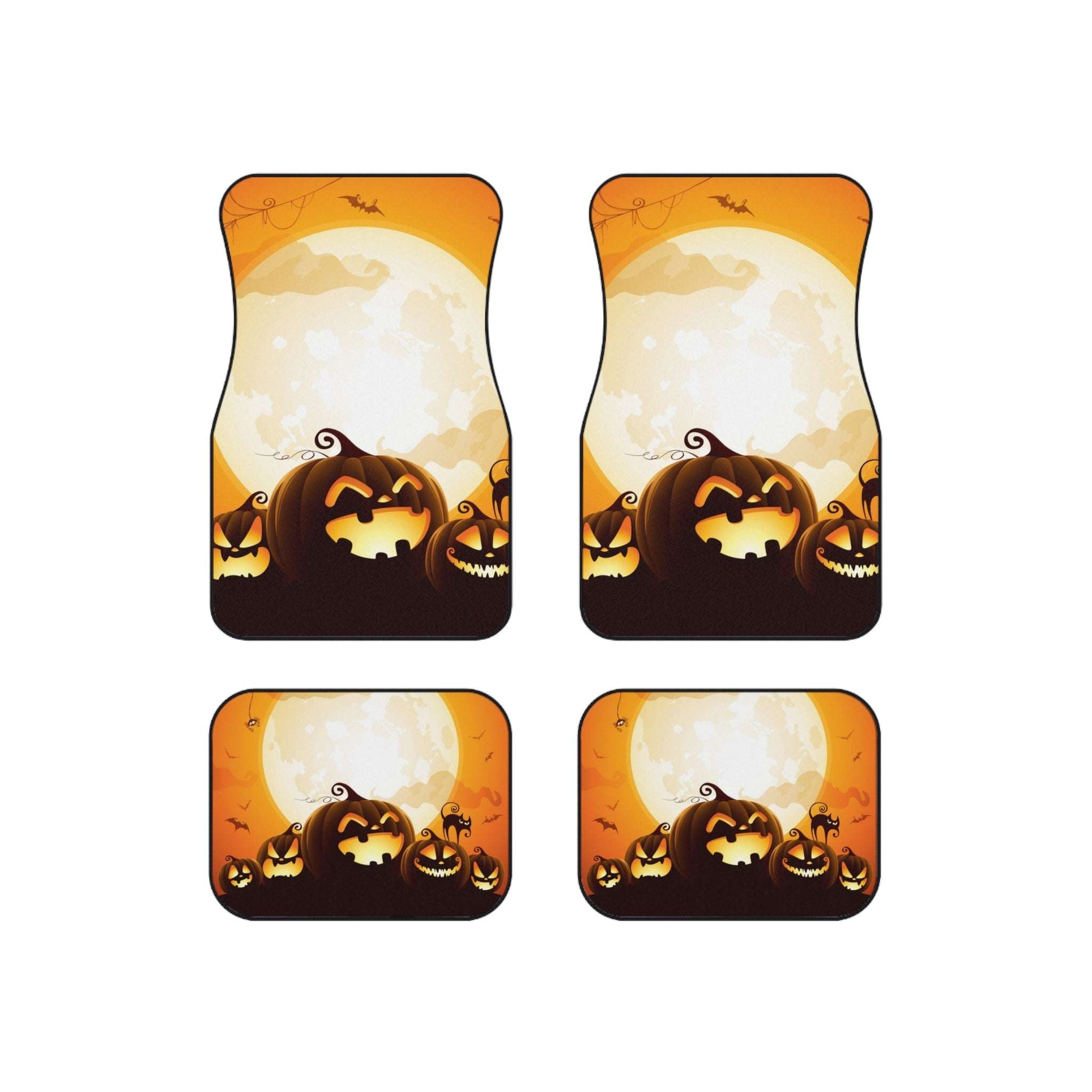 Halloween Car Mats Set - Spooky Pumpkin Design, Autumn Decor, Car Accessories, Fall Decor, Halloween Gifts, Holiday Car Mats