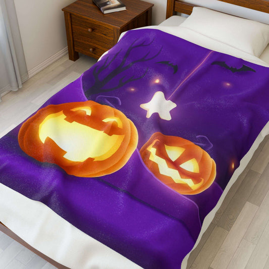 Halloween Plush Blanket, Cozy Throw for Autumn Nights, Spooky Season Decor, Ideal Gift for Halloween Lovers, Pumpkin Blanket