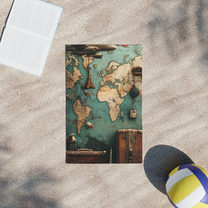 Vintage Map Vibrant Beach Towel