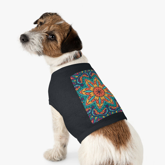 Colorful Pet Tank Top with Mandala Design, Dog Summer Shirt, Cat Apparel, Pet Fashion for Dog Lovers, Fun Pet Gift