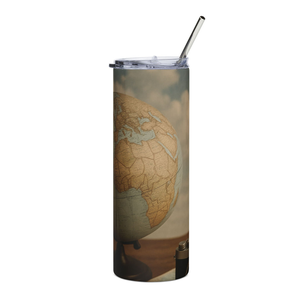 Globe-Inspired Stainless Steel Tumbler | 20oz Travel Mug for Adventure Lovers