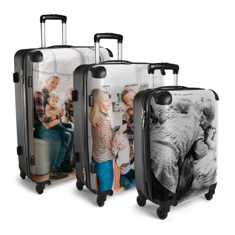Custom Traveller Luggage Set - 3-Piece with Photos & Logo, UV Resistant & Waterproof