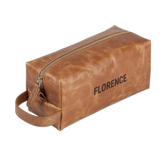 Engraved Leather Make Up Bag
